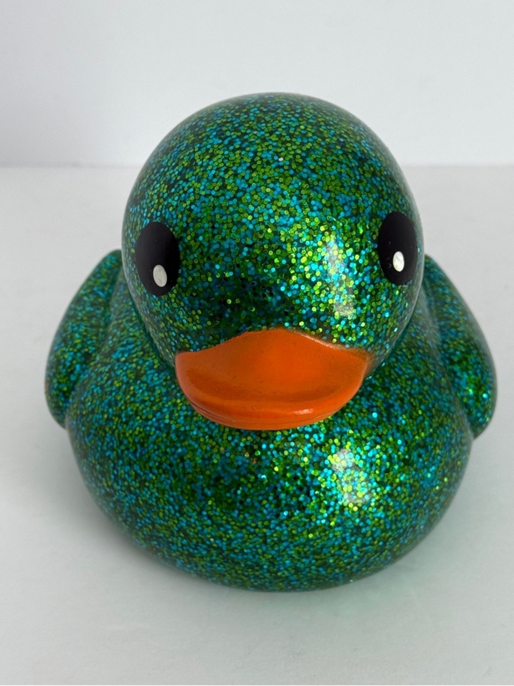 Ja-Ru Green Dazzle Rubber Duckie 6" Sparkle Glitter Duck Toy, Floats In Water